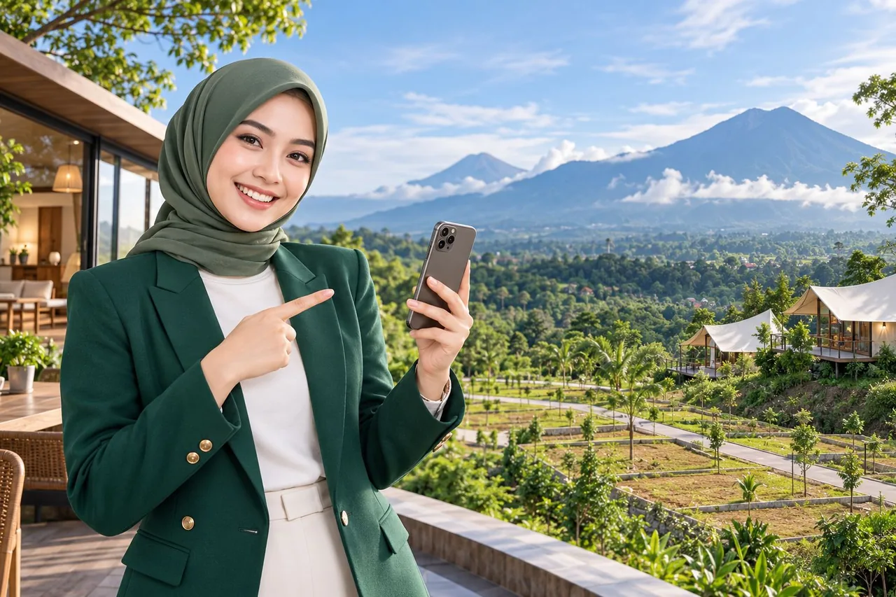 Ilustrasi Marketing Properti Freelance RDA LAND menggunakan smartphone