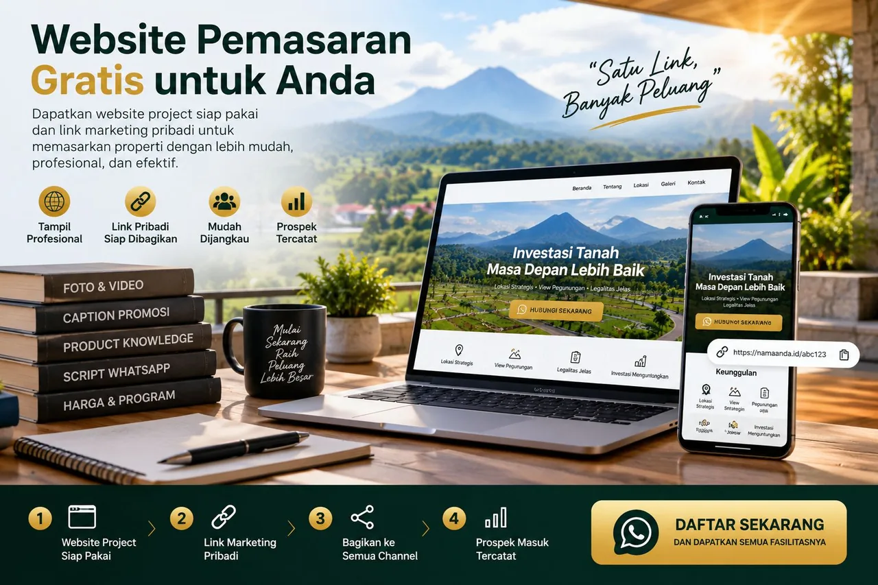 Ilustrasi website dan Link Marketing RDA LAND