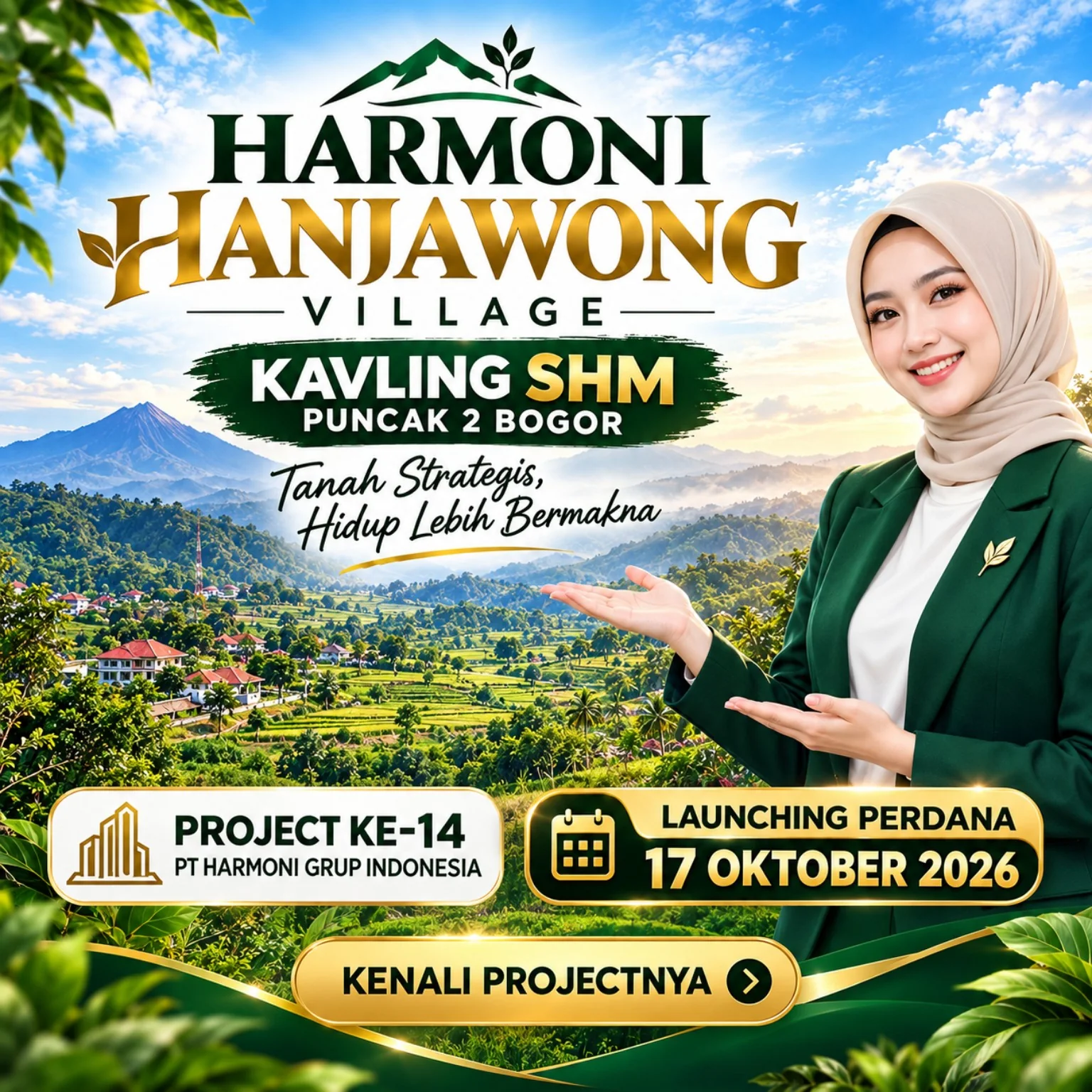 Harmoni Hanjawong Village — kavling SHM Puncak 2 Bogor di Sukamakmur