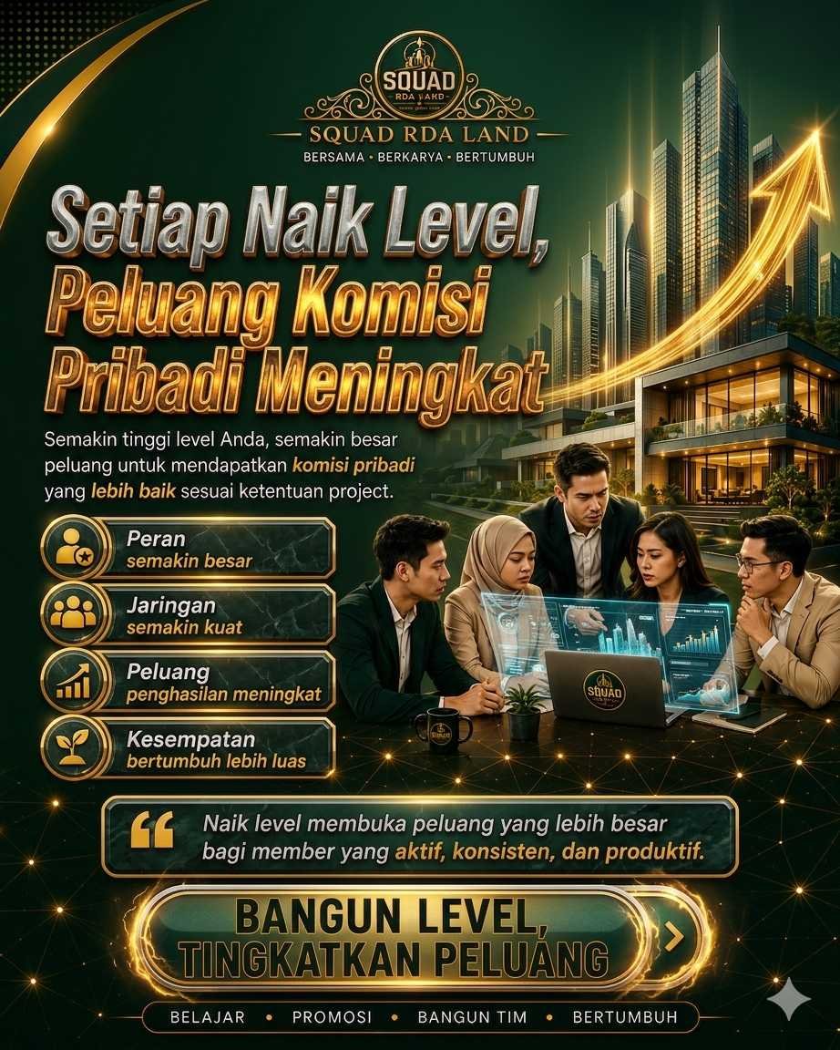 Setiap naik level peluang komisi pribadi meningkat bersama SQUAD RDA LAND