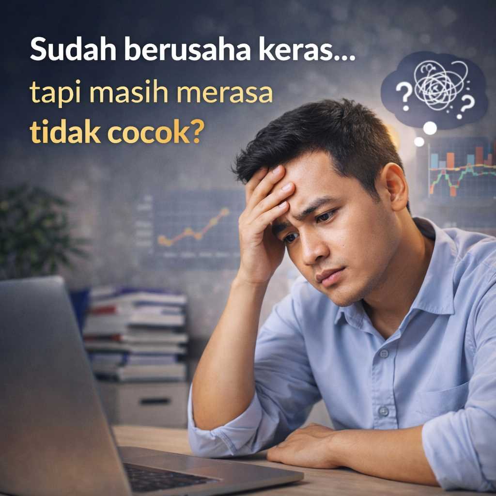 Ilustrasi merasa bekerja keras tapi belum cocok dengan potensi diri