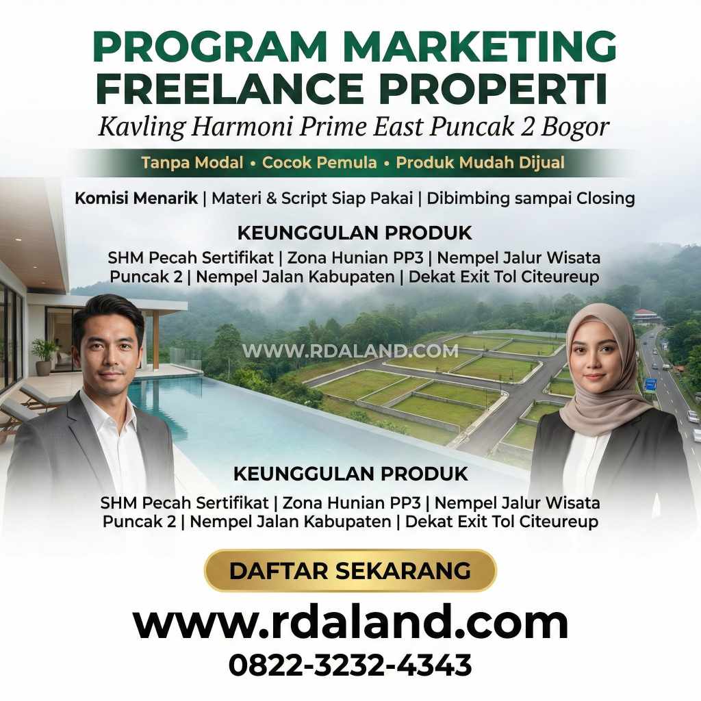 Marketing Property Proyek Bogor - Freelance dengan Komisi Tinggi